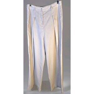 Commense Textured Linen-blend  Fabric Wide Leg‎ Casual Trousers Women's Sz L